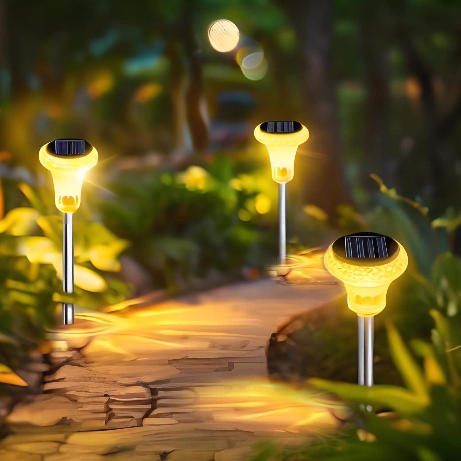 Thumbnail 6 de Anmossi DC-CP101 solarlampen voor tuinpaden, set van 6, warm wit, IP65