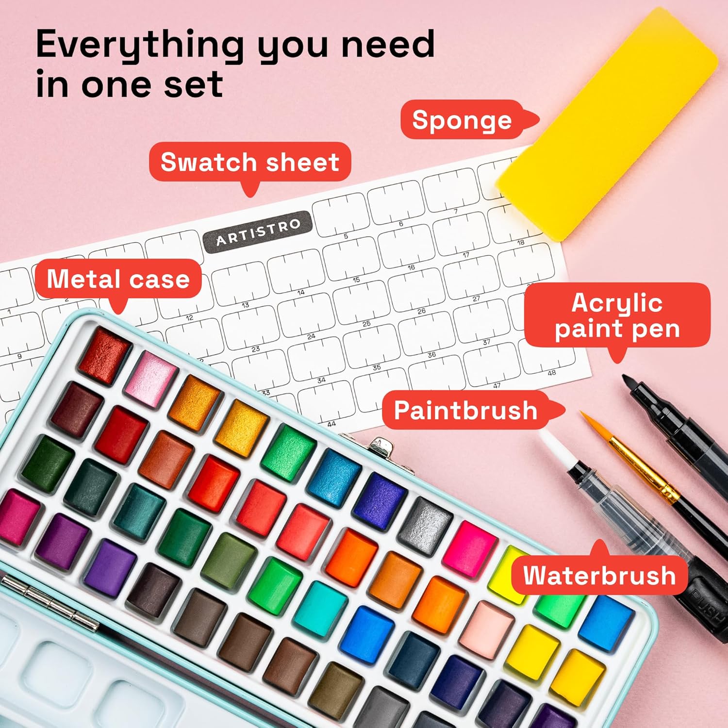 Thumbnail 1 de ARTISTRO Watercolour Paint Set with metallics 🎨