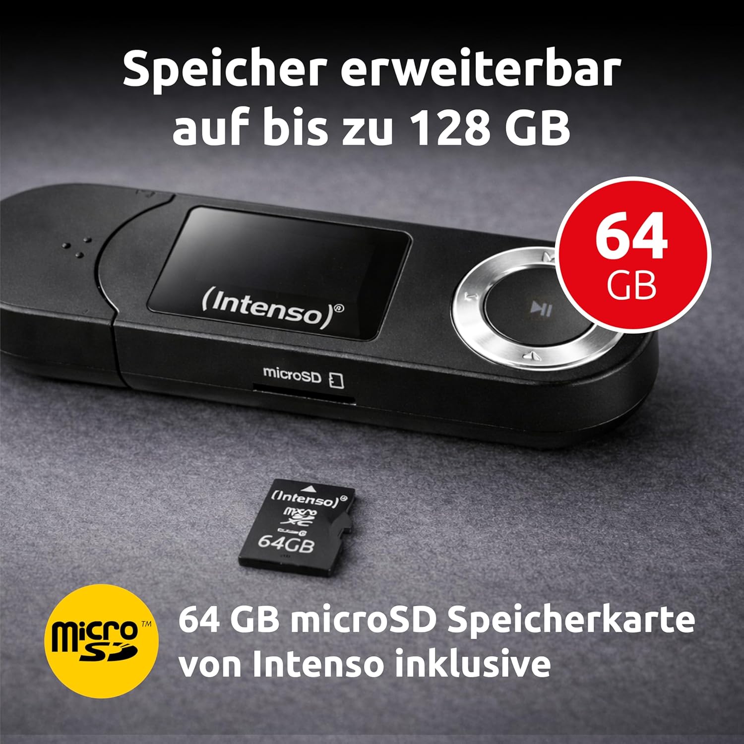 Thumbnail 2 de Intenso Music Walker Lecteur MP3 64 Go noir avec écran LCD, microSD et casque