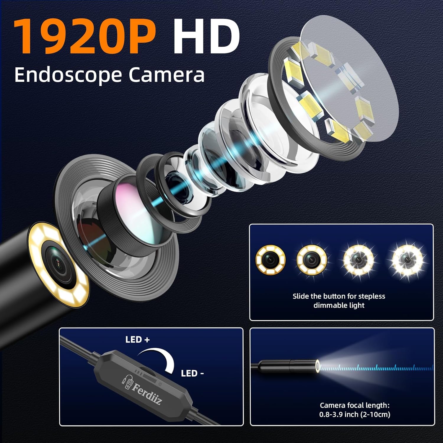Thumbnail 4 de Ferdiiz Endoscope Inspection Camera with Lights, 1920P HD Inspection Camera, IP67 Borescope 16.5ft Flexible Cable, with 160cm Retractable Pipe Cleaner Claw Grabber, Hair Clog Remover, iOS9+ Android 6+
Ferdiiz Endoscope Inspection Camera with Li…
