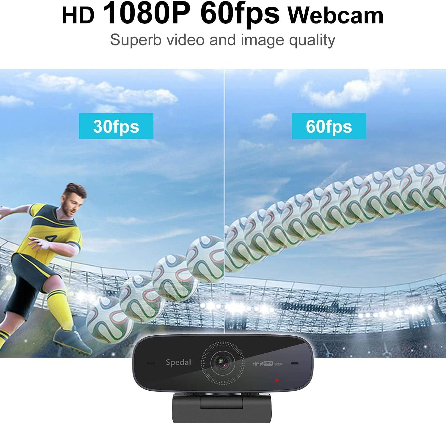 Thumbnail 1 de Spedal HD 1080P 60fps-webcam met autofocus en dubbele microfoons