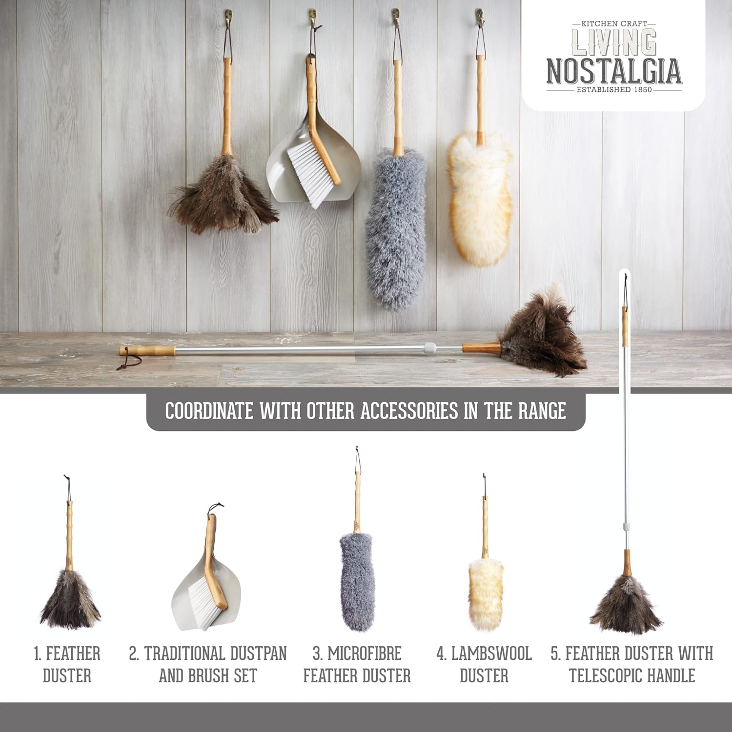 Detalle de KitchenCraft Living Nostalgia – Petite Pelle et Balayette de Table (16 x 11 x 14 cm)