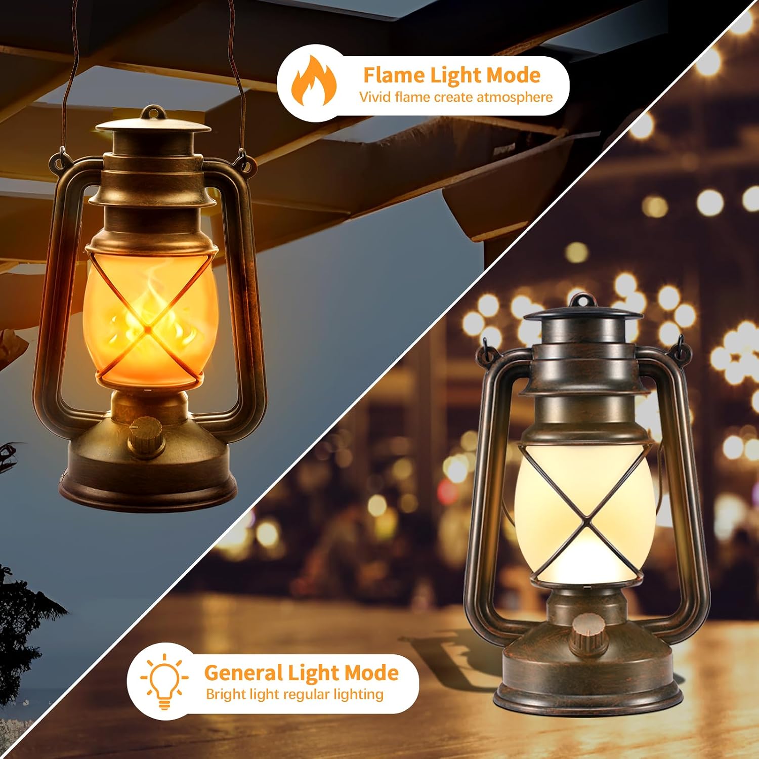 Detalle 2 de Marlrin 2-Pack Bronze LED Lanterns with Flickering Flame and Remote