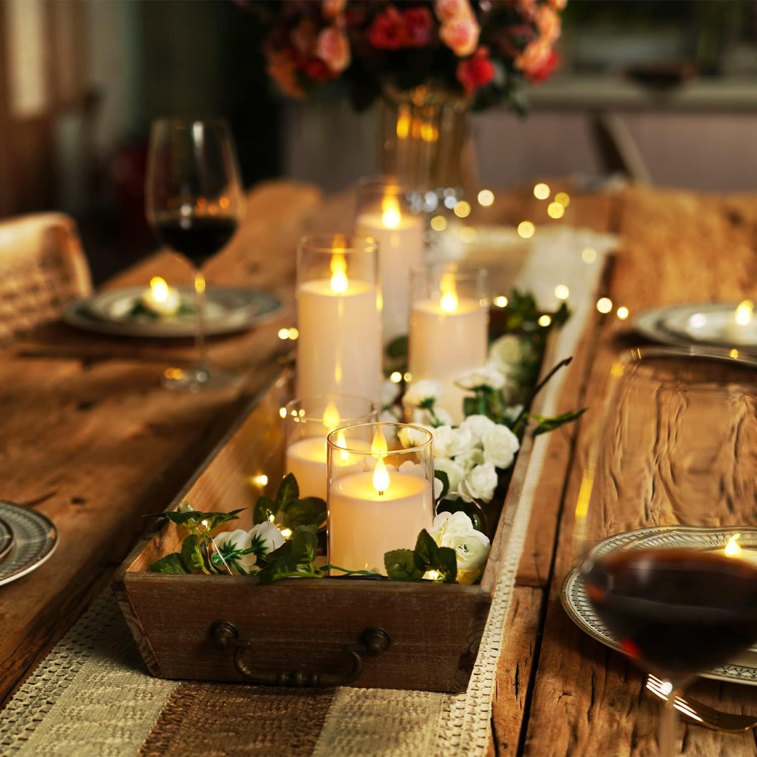 Detalle de Homemory HPILLAR Flameless LED Pillar Candles, 9-Piece Set with Remote