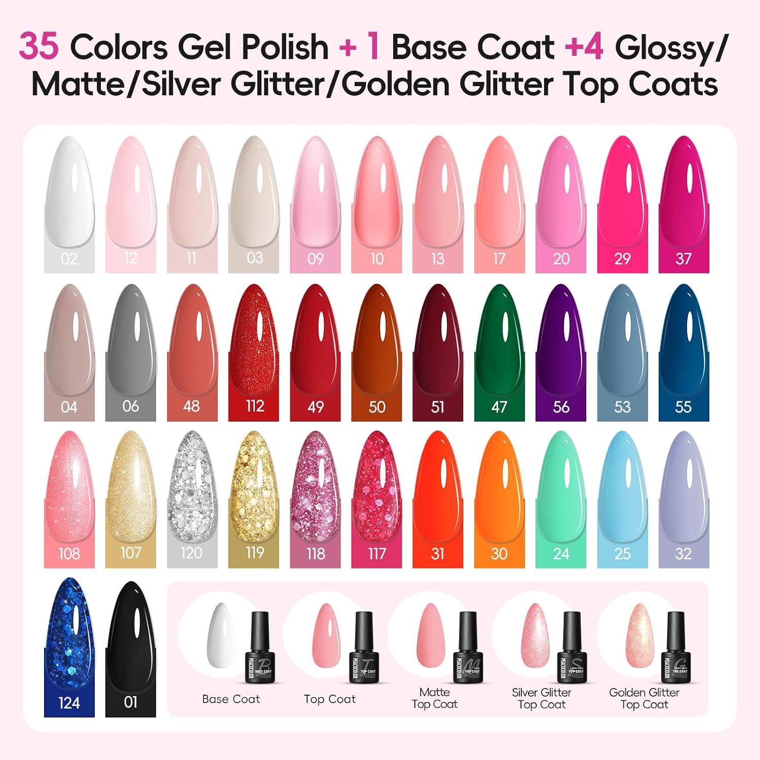 Thumbnail 4 de PEACECOLOR 65Pcs Kit Uñas Semipermanentes con Lámpara 💅
