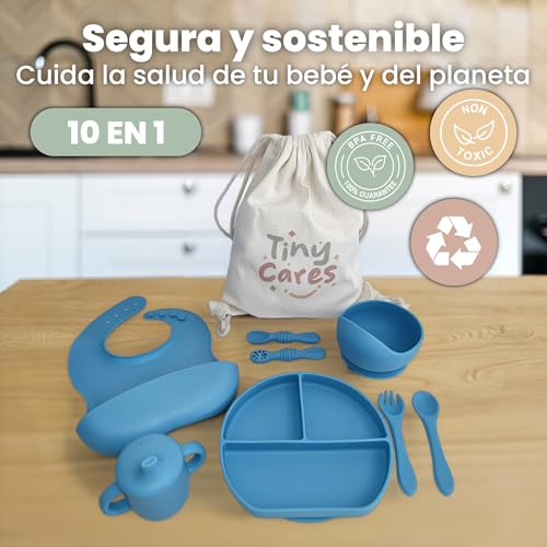 Thumbnail 1 de TINYCARES Vajilla Bebe Silicona con Vaso de Aprendizaje y Cuchara de Desarrollo Motor