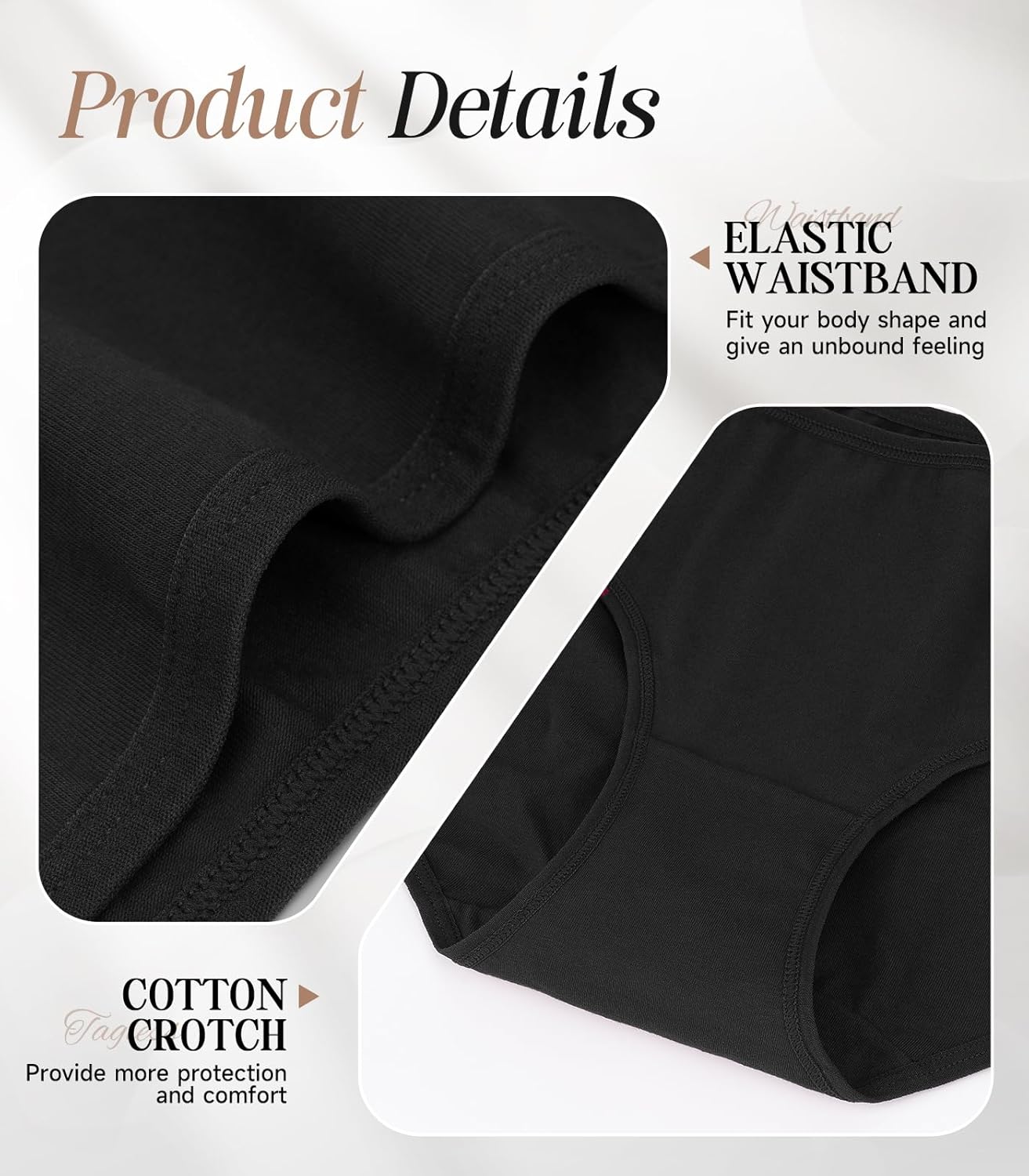 Detalle de Culottes Femme Coton Élasticité Parfaite – Lot de 6, Taille Moyenne – Confort Respirant