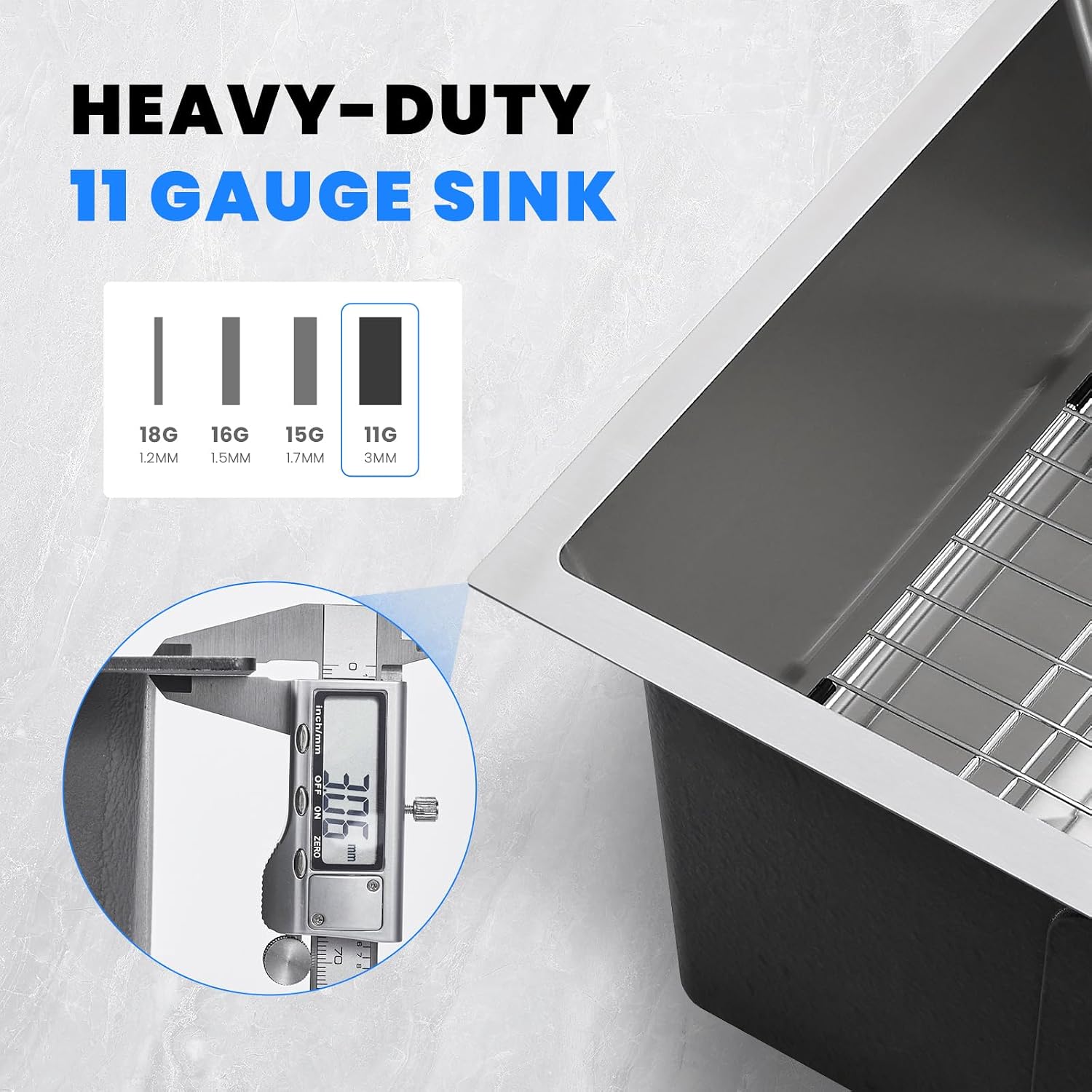 Detalle de POPFLY kitchen sink, 18-gauge stainless steel
