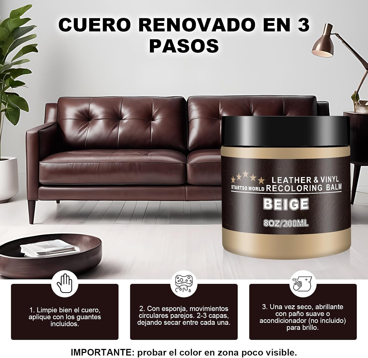 Thumbnail 5 de STARTSO WORLD Kit de Reparación de Cuero 200Ml Beige
