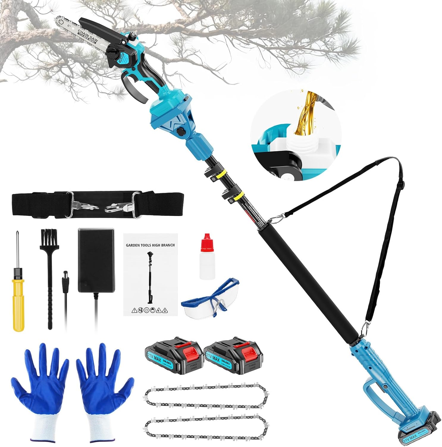 Detalle de DNLBBO DNLBBO-03 2-in-1 Mini Chainsaw and 6-Inch Pole Saw