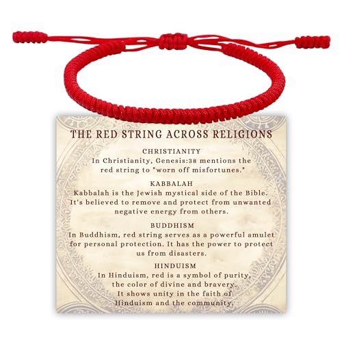 Detalle de DAYANEY Red String Bracelet: Adjustable Kabbalah Rakhi Gift for Women