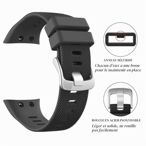 Detalle de Vozehui Bracelet Compatible Garmin Forerunner 45S – Silicone sport et motifs variés