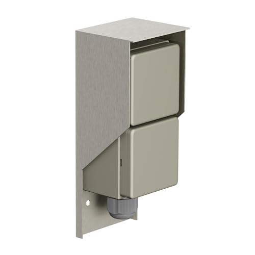 Imagen de Toma de corriente de exterior PIWI para paredes, ledscom.de – IP44, acero inoxidable, 2 tomas en OfertitasTOP