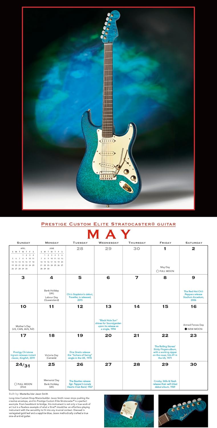 Detalle de Sellers Publishing CA-4324 Fender Custom Shop Guitars 2026 Wall Calendar