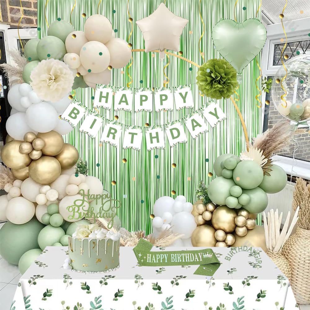 Thumbnail 6 de Geburtstagsdeko Grün Gold – Grüne Gold-Deko Set für Damen-Geburtstag mit Happy Birthday Banner und exklusiven Details