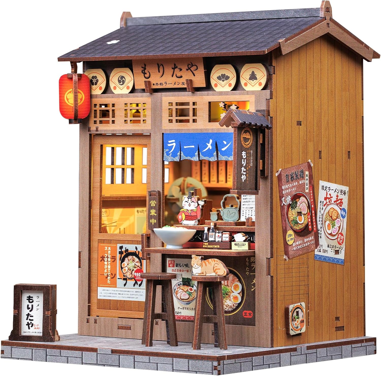 CUTEBEE Book Nook Kit – DIY Japanese miniature dollhouse with LED bookshelf decor (Morita-Ya)