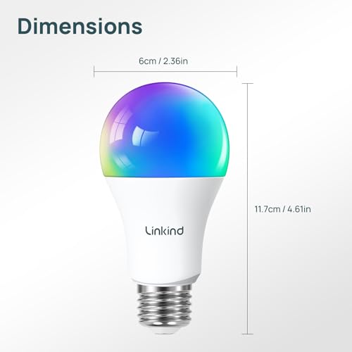 Thumbnail 8 de Linkind Matter E27 Glühbirne (2er Pack) – RGBTW, 16 Mio. Farben, 2,4 GHz WLAN, Matter kompatibel per Hub, Alexa/Apple Home/Google Home