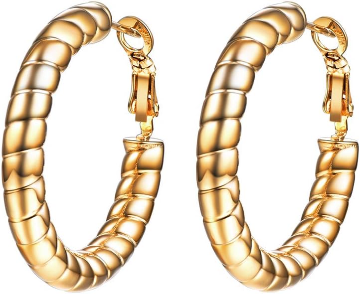 Thumbnail 6 de PROSTEEL Orecchini a cerchio donna in acciaio inox 316L placcato oro 18K, colorazione argento/nero, confezione regalo