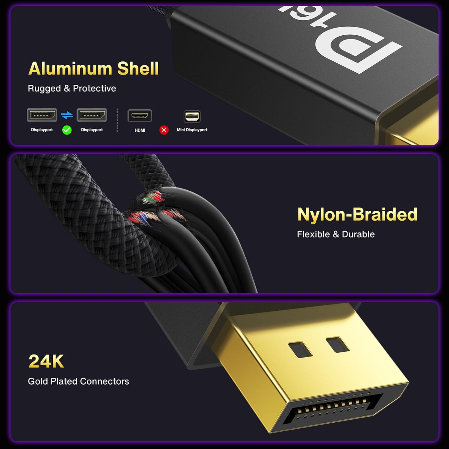 Thumbnail 2 de DisplayPort 2.1 cable 2M for 80Gbps