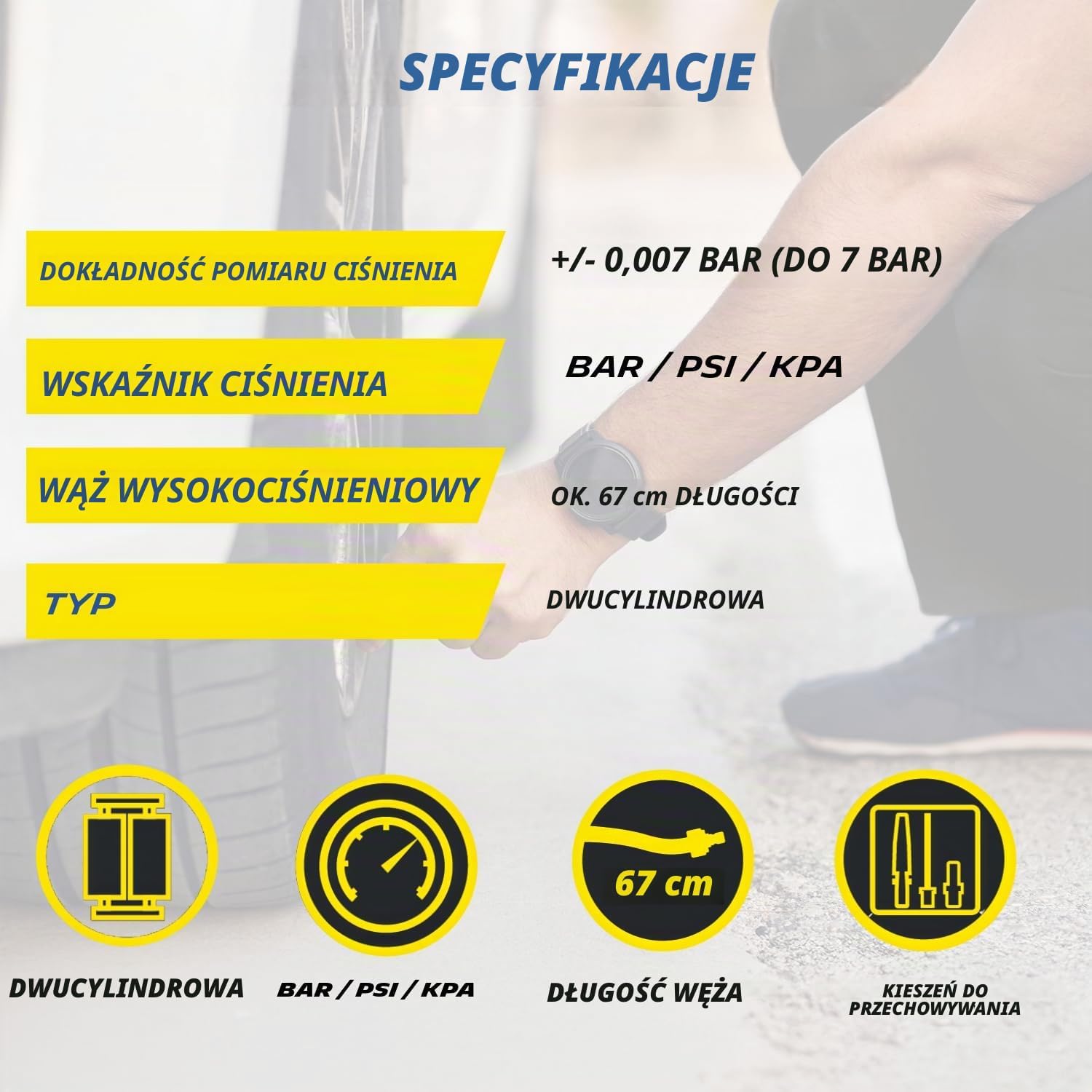 Detalle 1 de Michelin 92421 – pompka nożna z podwójnym cylindrem i cyfrowym wskaźnikiem