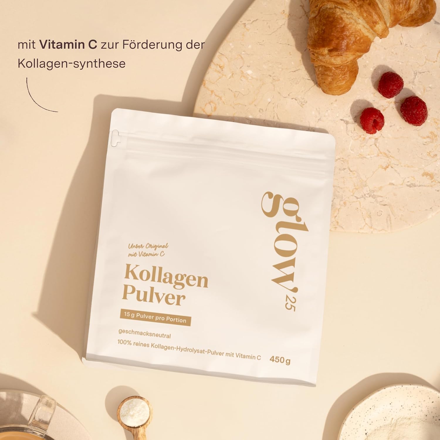 Thumbnail 5 de Glow25 Collagen Pulver 450 g – Hydrolysat mit Vitamin C