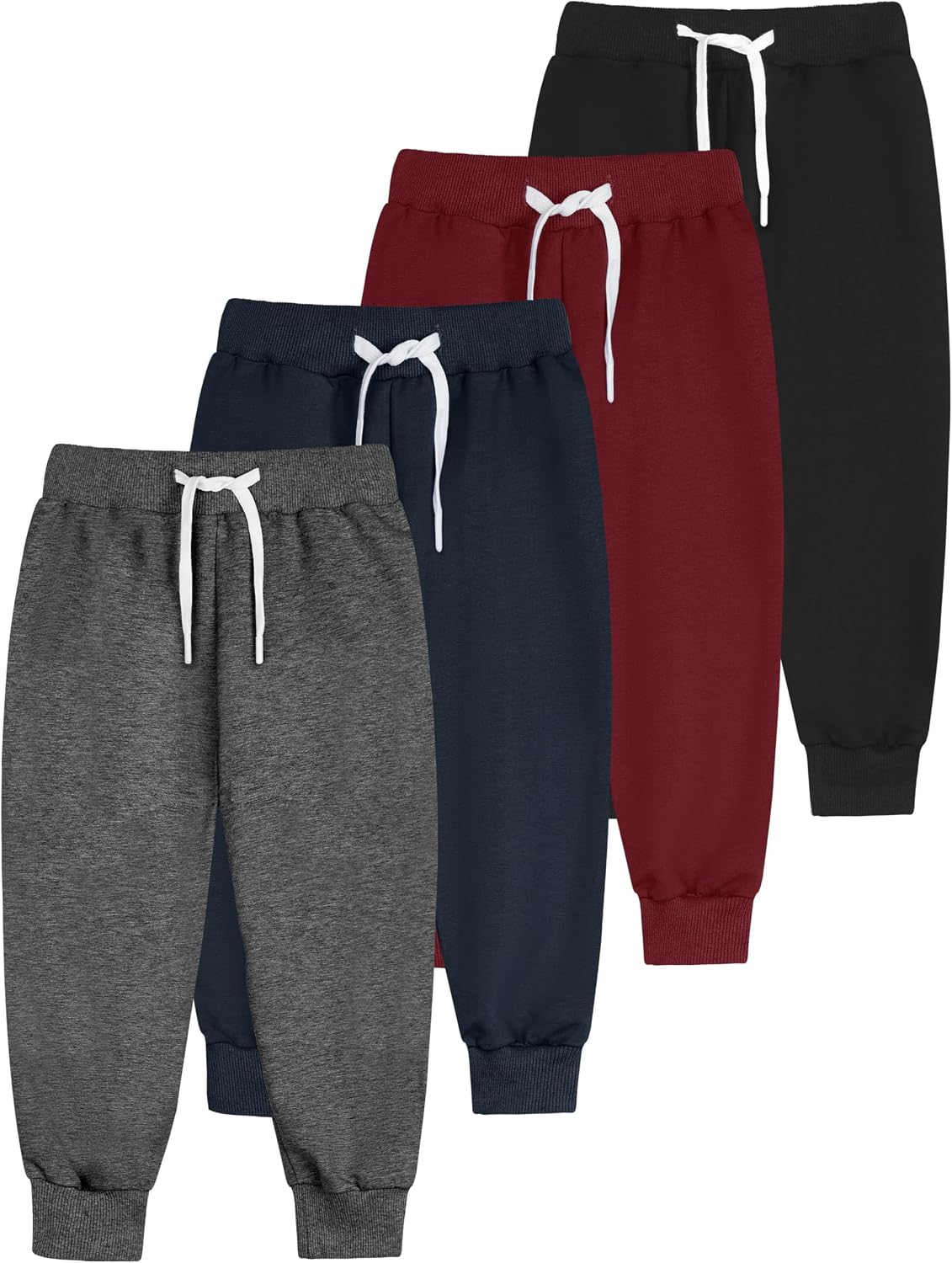 Detalle de Resinta 4-Pack Boys’ Jogger Sweatpants, Cotton Blend, Drawstring Waist