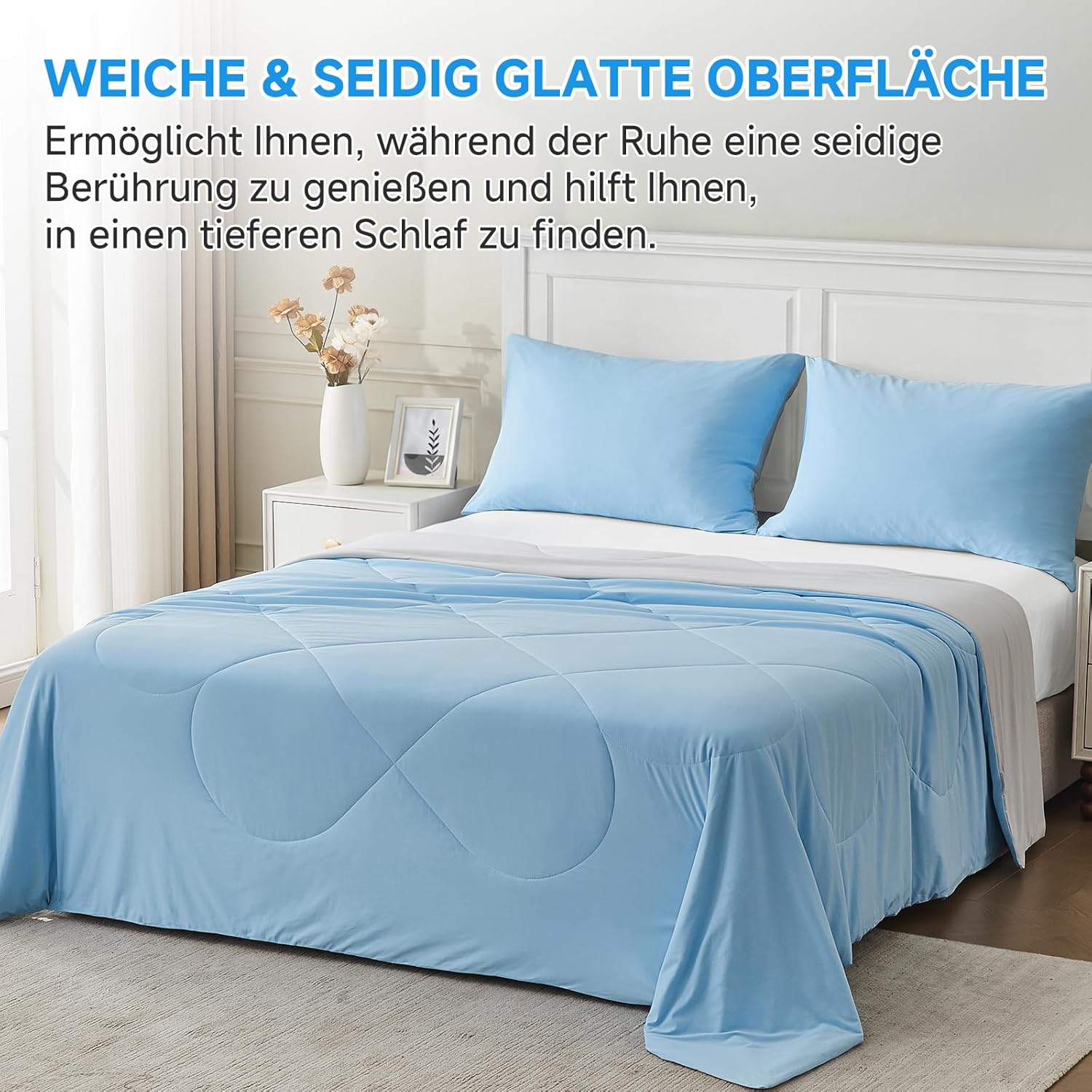 Thumbnail 3 de HOMFINE Kühldecke Doppelseitig Kühlende Decke – kühler Schlafkomfort im Sommer (150 x 230 cm, Blau)