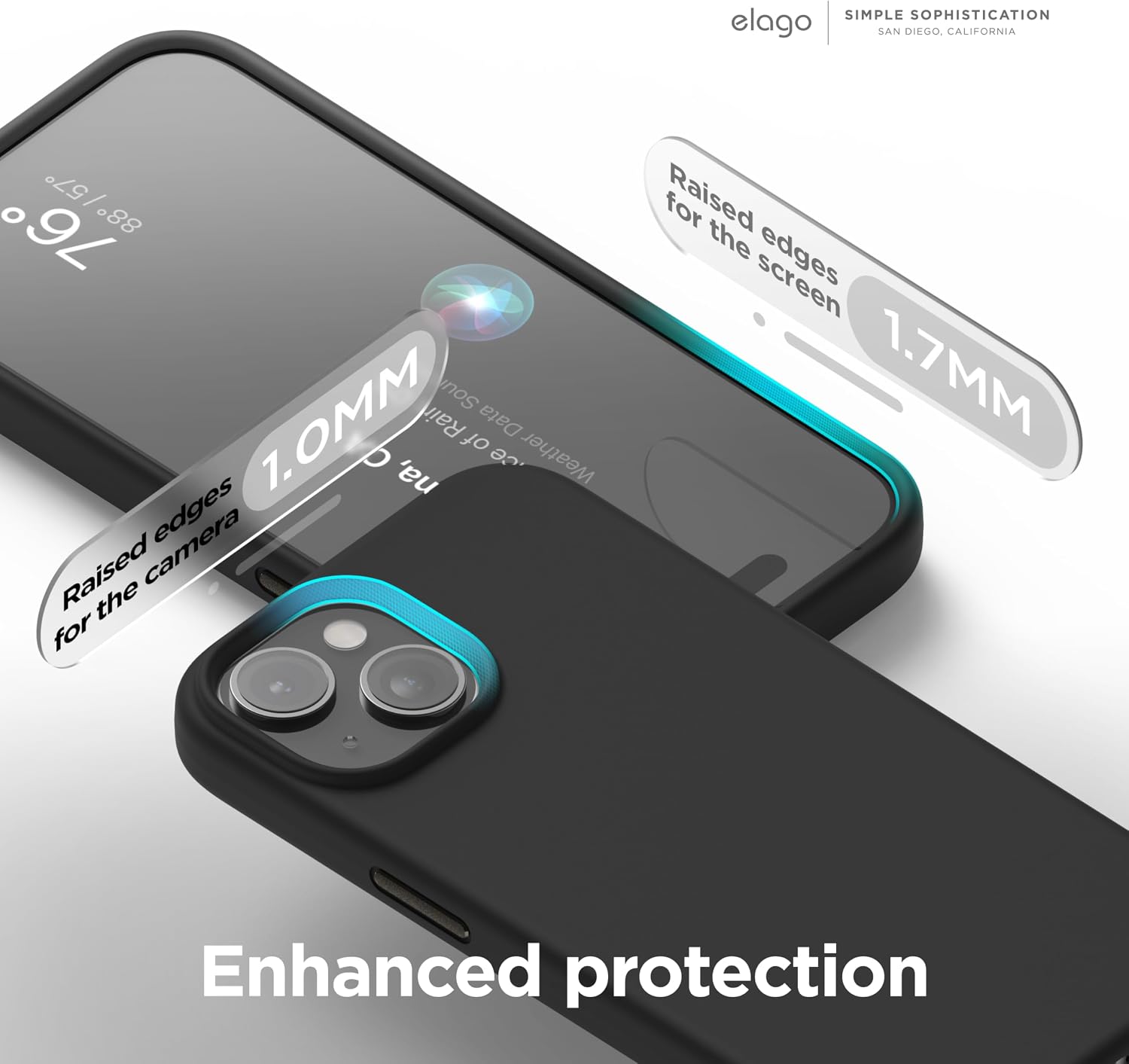 Detalle de elago Coque magnétique en silicone 5 couches pour iPhone 15 compatible MagSafe (Noir)