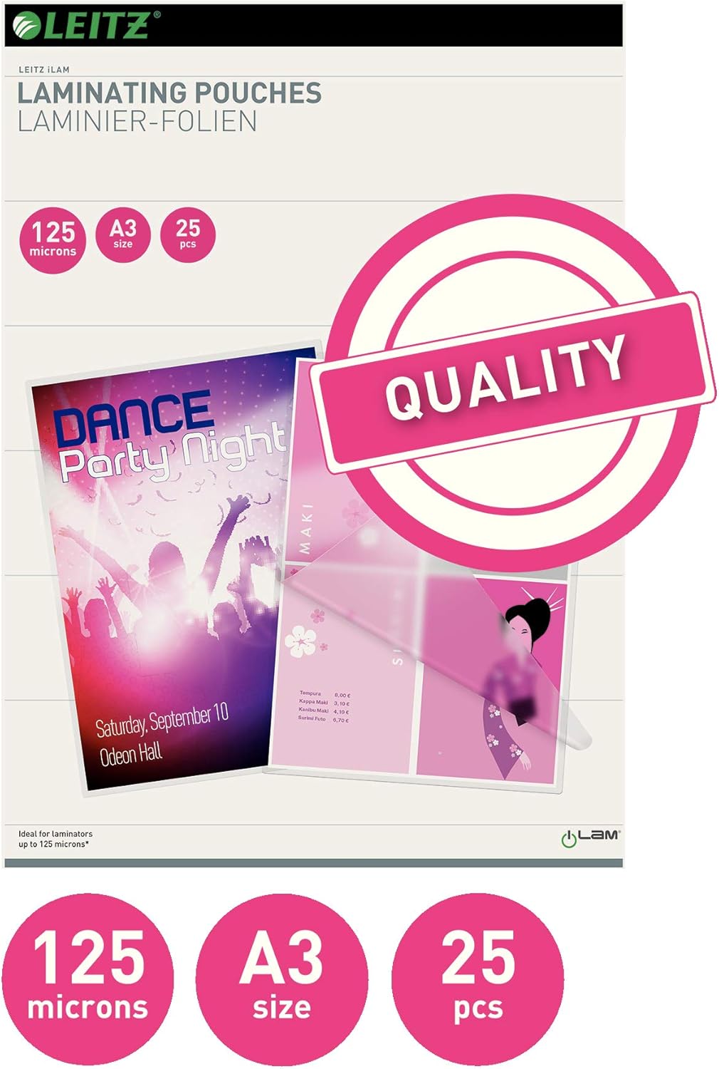 Thumbnail 6 de Leitz 33808 Laminierfolien A4 125 µm, 100er Pack 📁