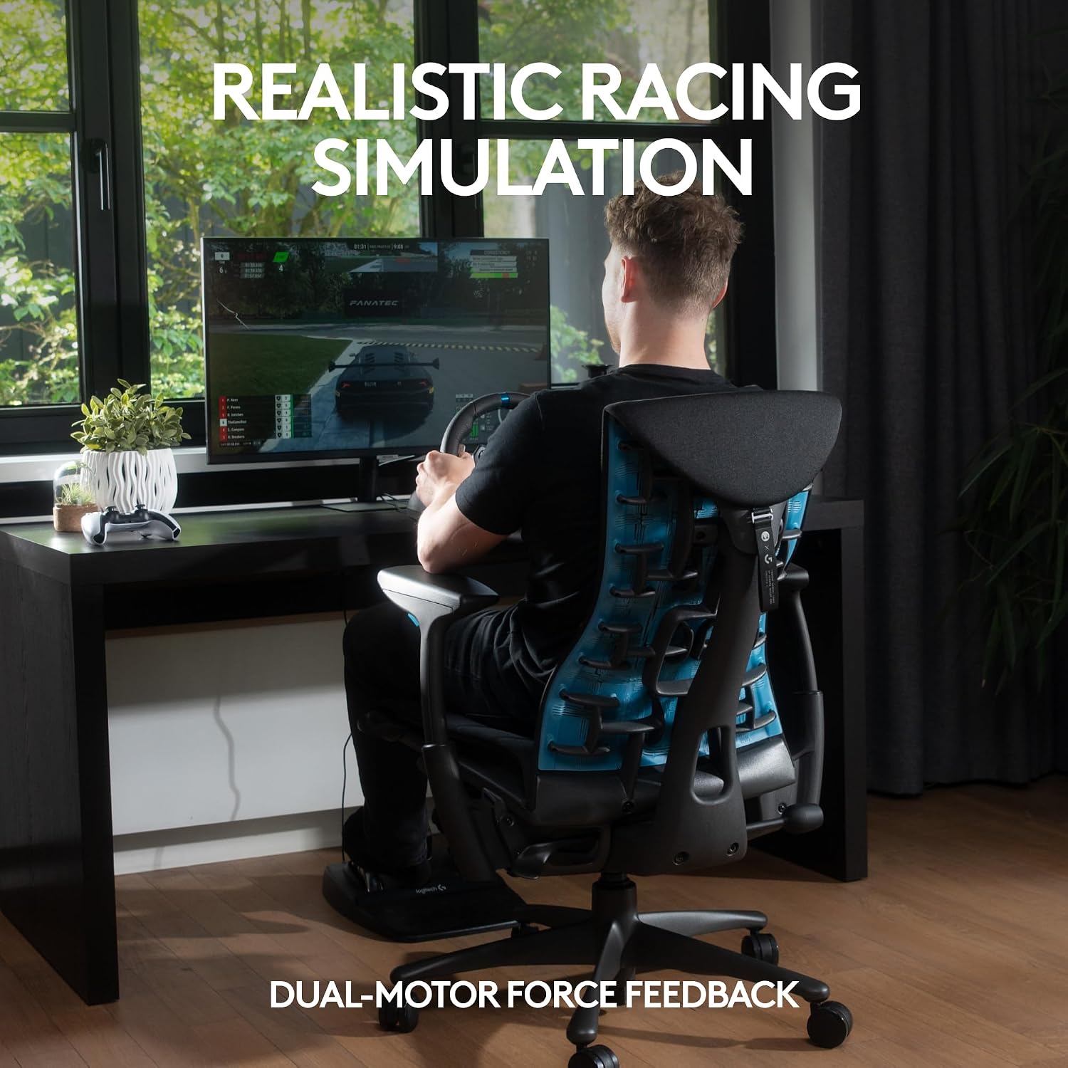 Detalle de Logitech G G29 Driving Force Racing Wheel and Pedals (Real Force Feedback) with Paddle Shifters for PS5, PS4, PC and Mac