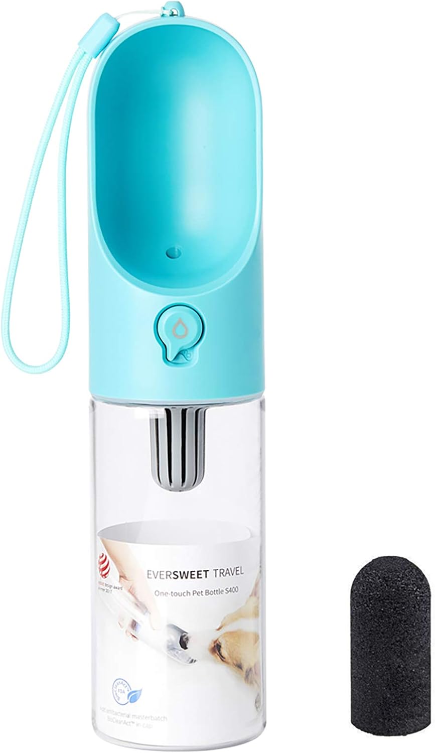 Detalle de PETKIT Eversweet borraccia per cani portatile One-Touch da viaggio da 400 ml (blu)