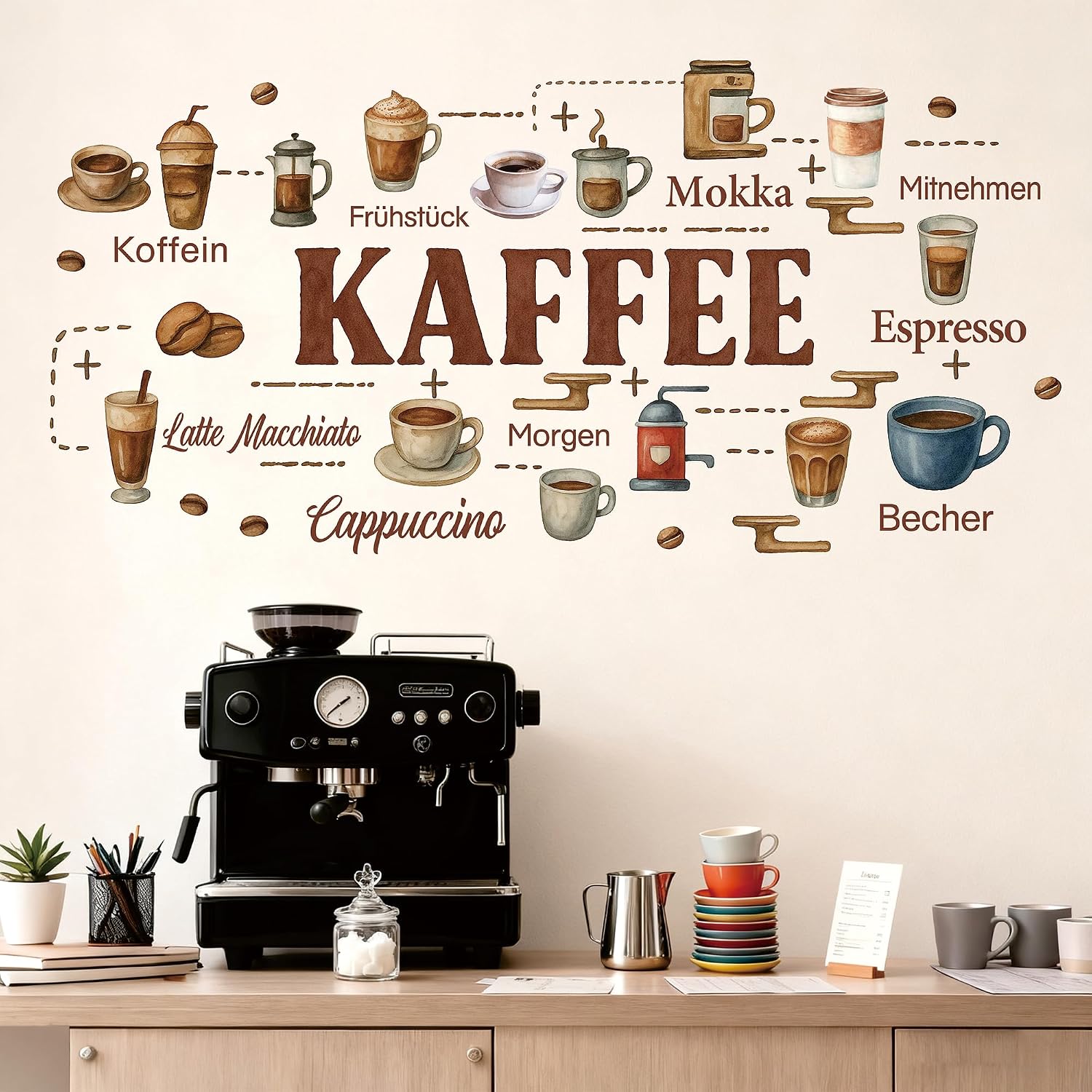 Thumbnail 1 de KAIRNE Kaffee Wandaufkleber 84 x 60 cm