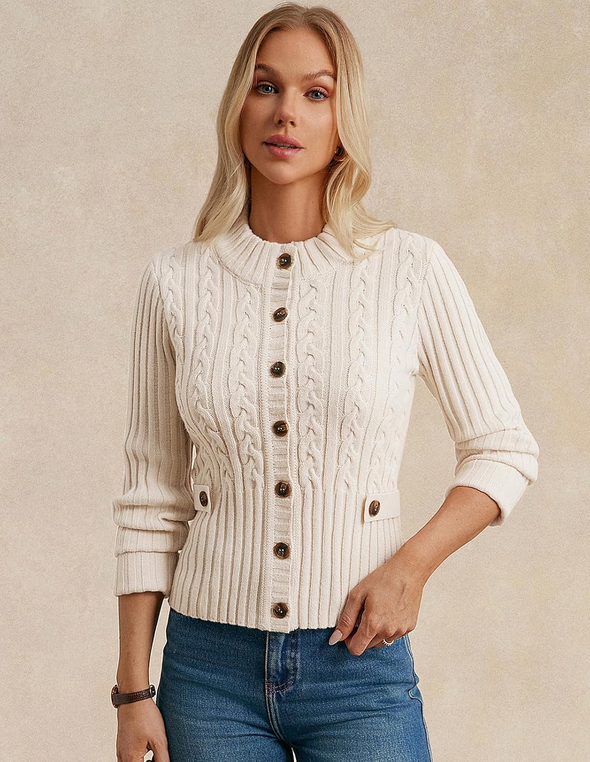 Detalle de GRACE KARIN Cable-Knit Cardigan