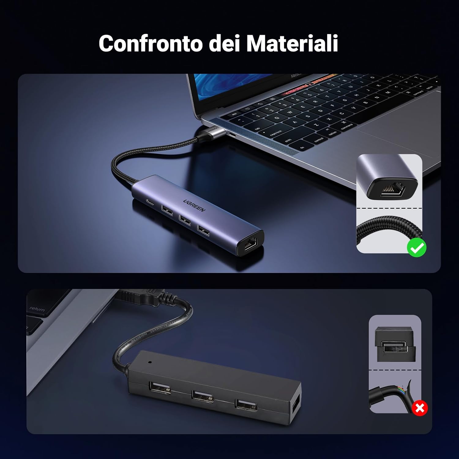 Thumbnail 4 de UGREEN Hub USB 3.0 Ethernet Alluminio
