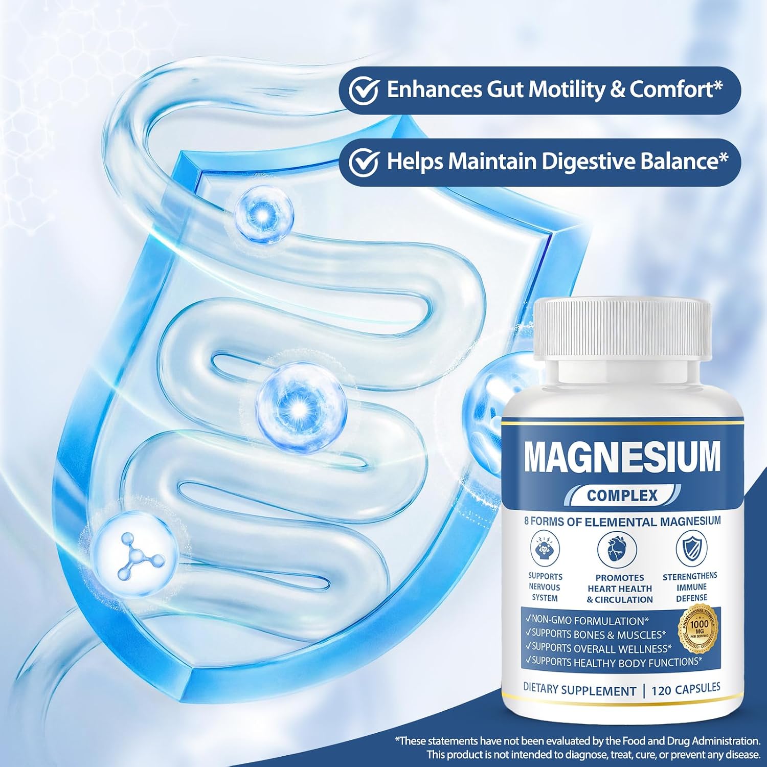 Detalle de BOSNETHUINH Magnesium Complex 001 8-in-1 Magnesium Capsules, 120 Count