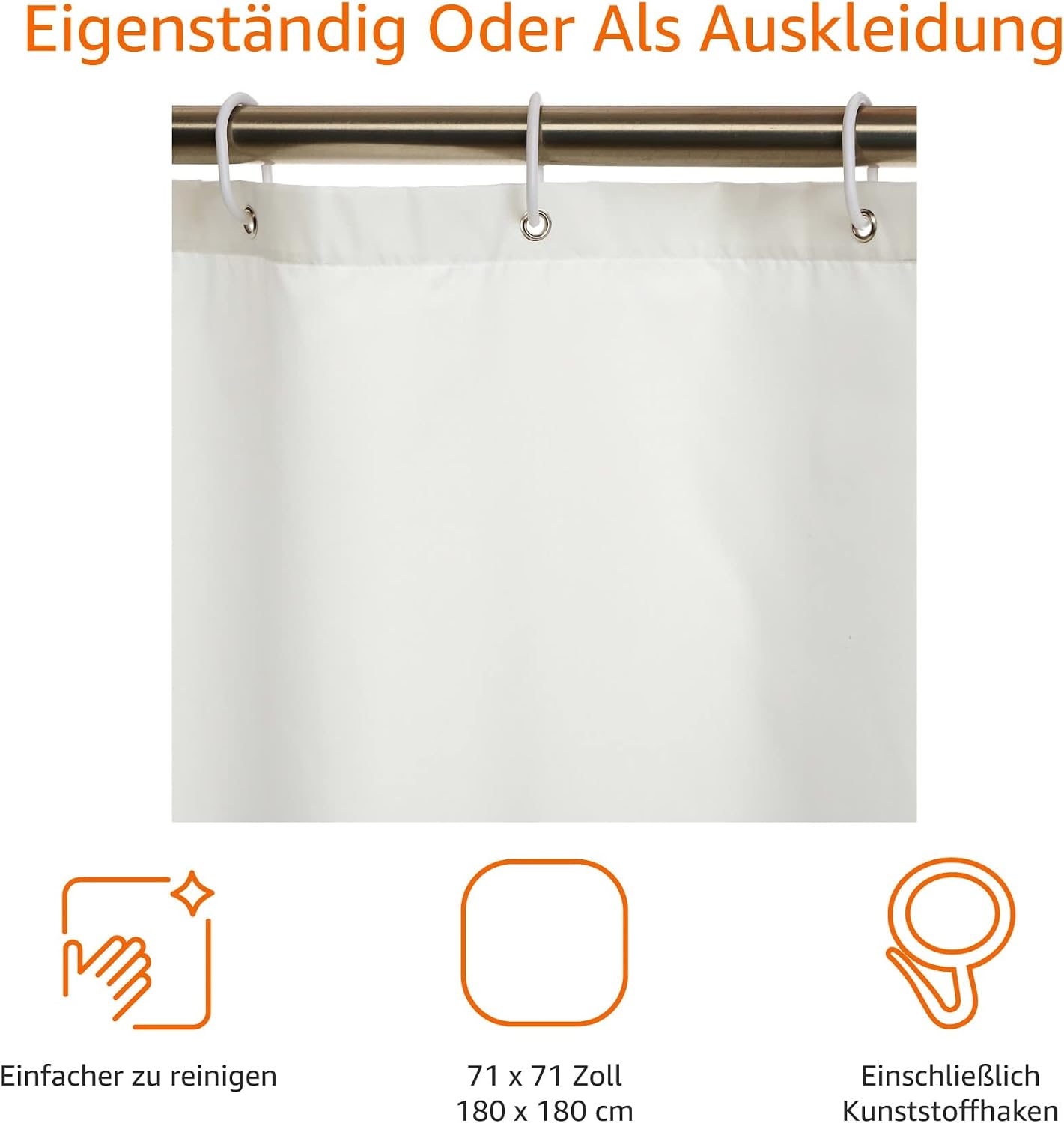 Detalle 2 de Amazon Basics Duschvorhang 180 x 180 cm, schimmelresistent
