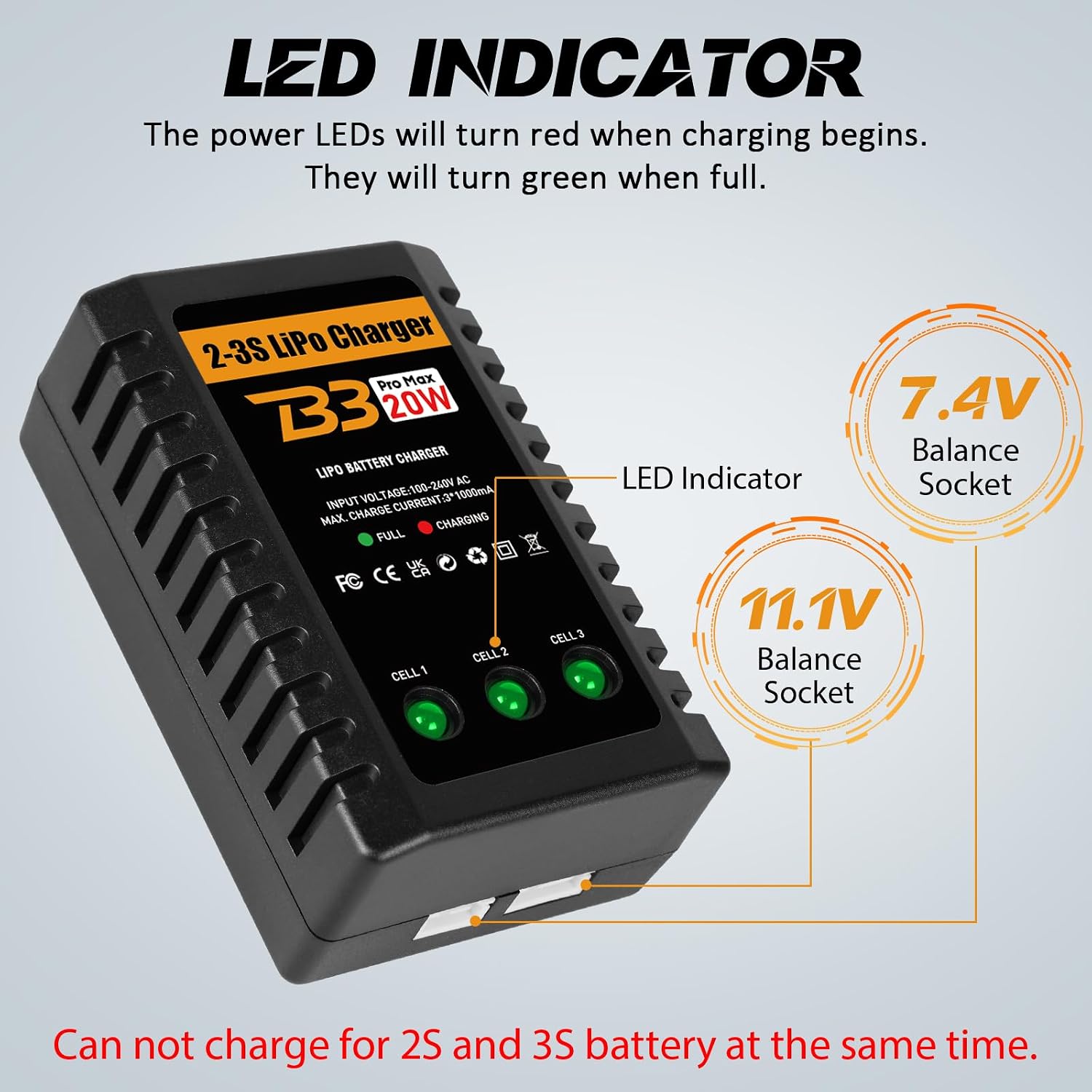 Detalle 2 de HTRC Chargeur Lipo 20W 🔌