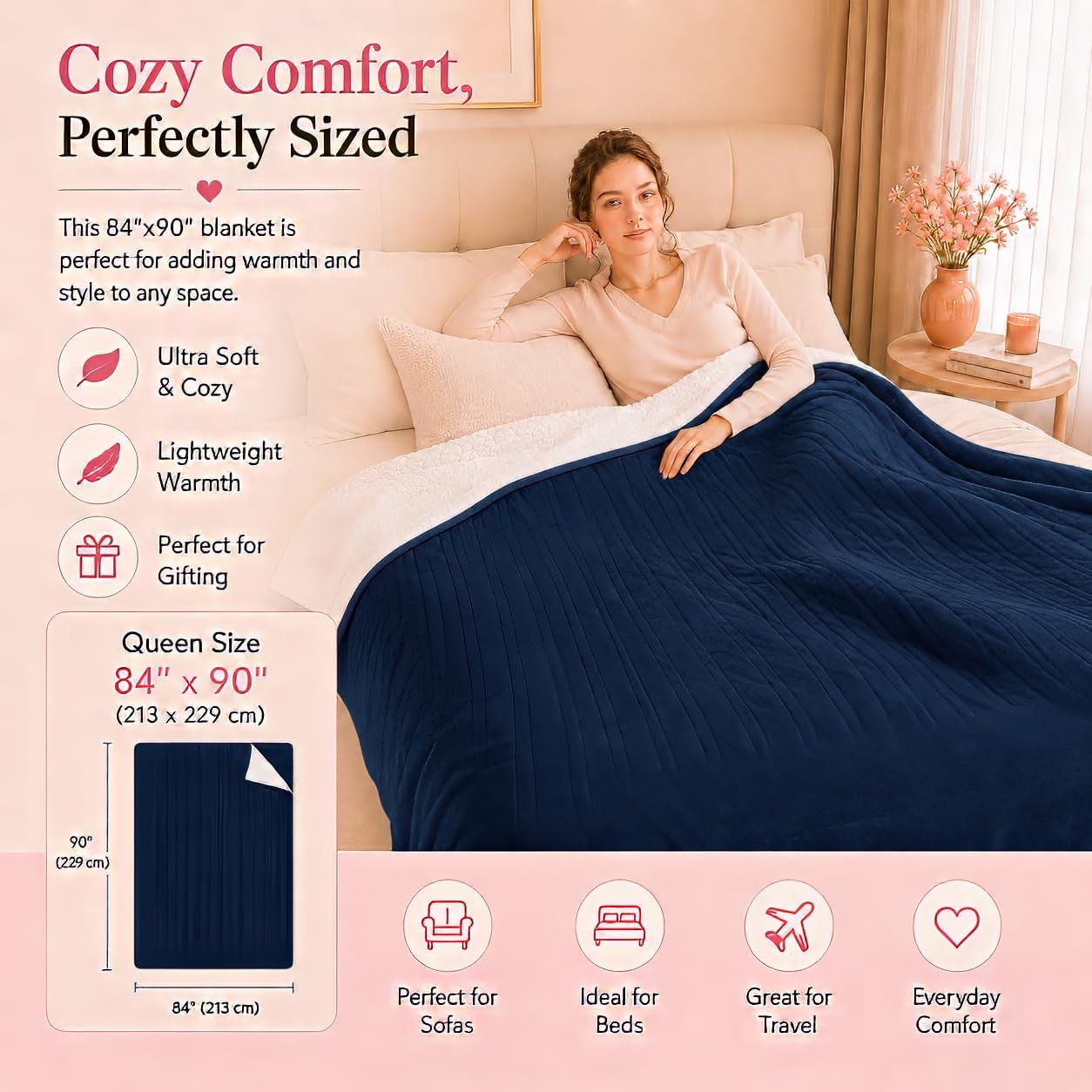 Thumbnail 3 de Arrylins ZQ05B-C8490 Queen Heated Blanket, 6 Heat Settings, Dual Controls
