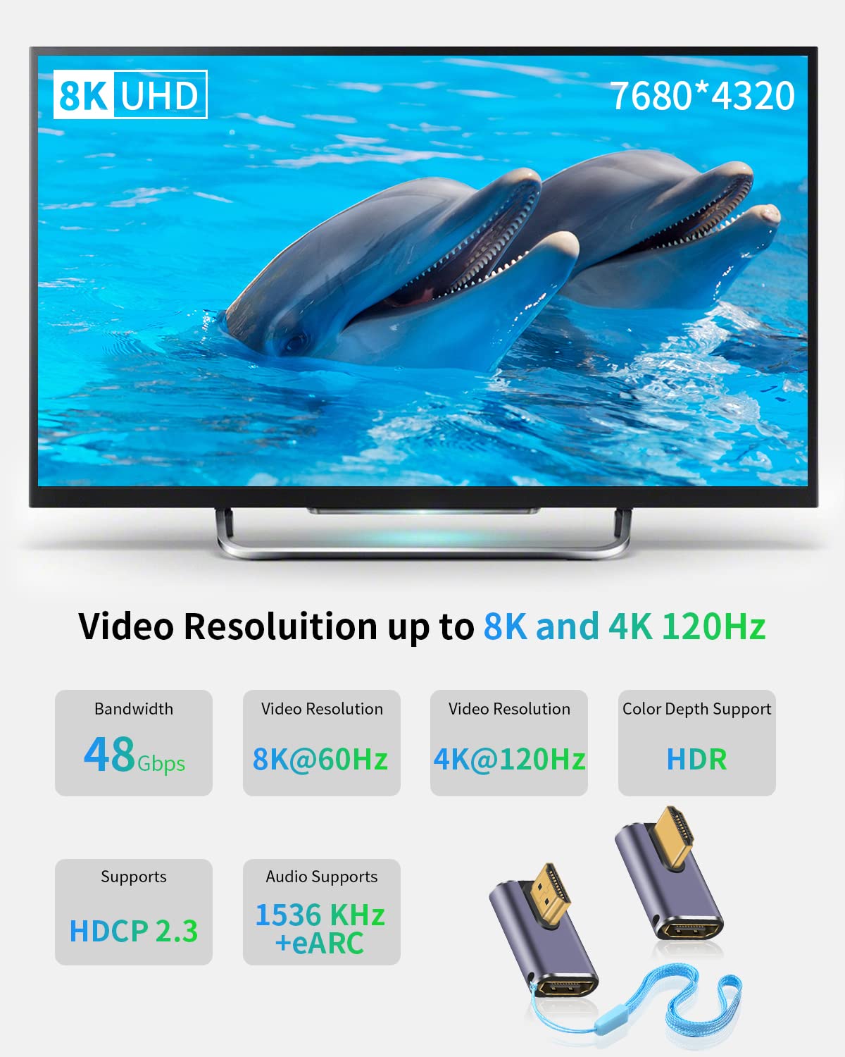 Detalle 2 de Duttek 8K HDMI Winkeladapter 90 Grad