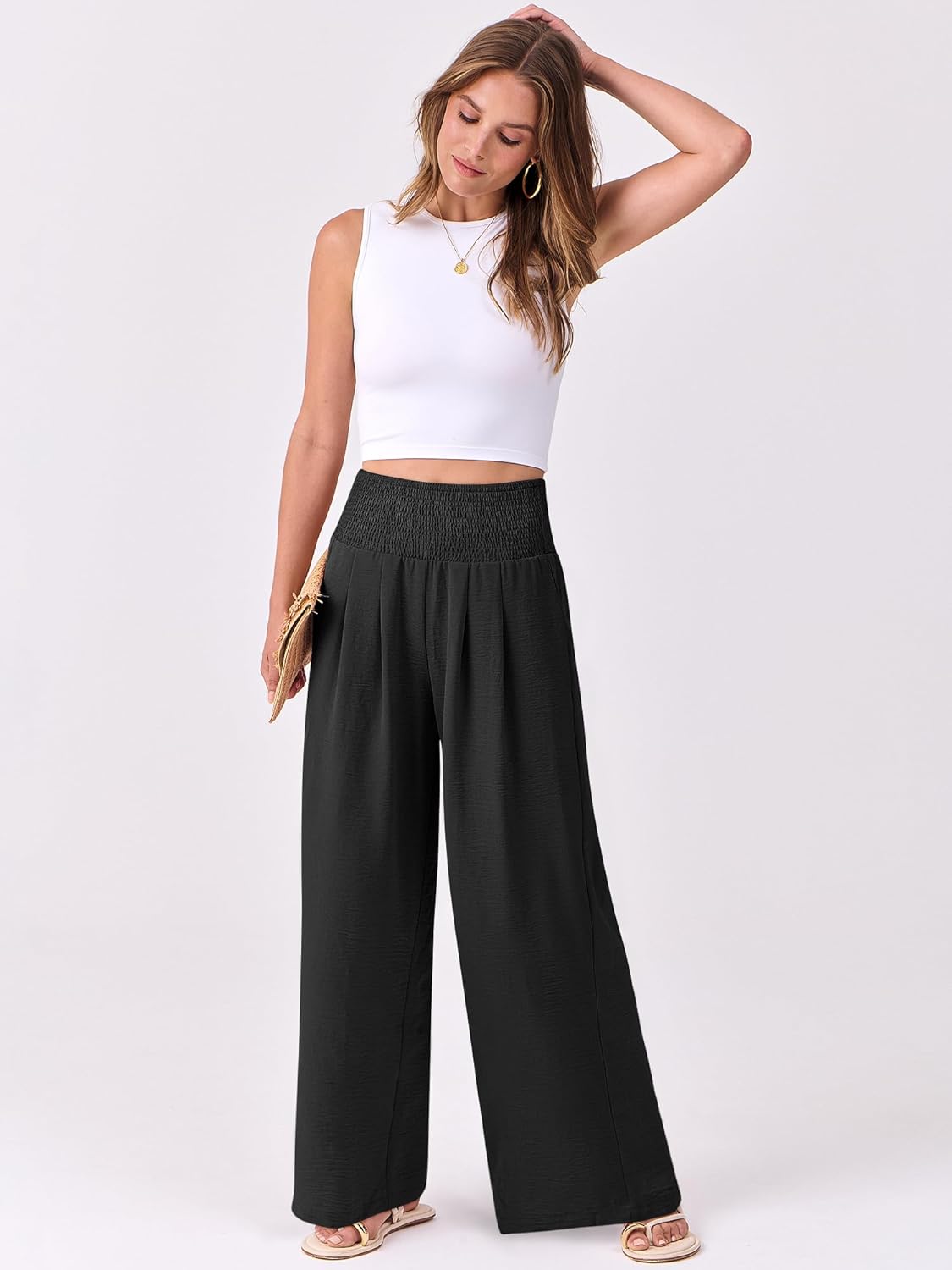 Thumbnail 4 de ANRABESS Women Palazzo Pants: Flowy, High-Waist Comfort for Summer & Vacation