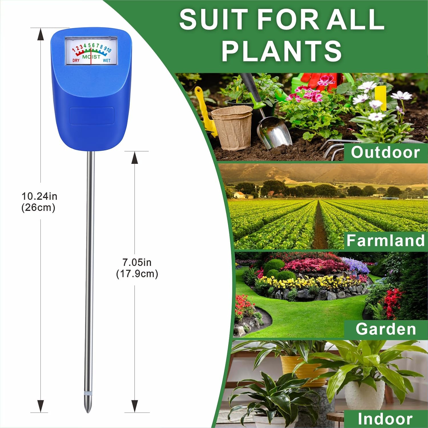 Thumbnail 1 de XLUX Tester per terreno con sensore di umidità del suolo, monitor acqua per piante (confezione da 4, blu)