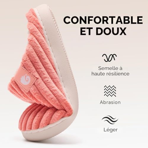Detalle de Guyarns Chaussons d'hiver pour femmes et hommes - Confort enveloppant en mousse à mémoire de forme (Orange, EU 44/45)