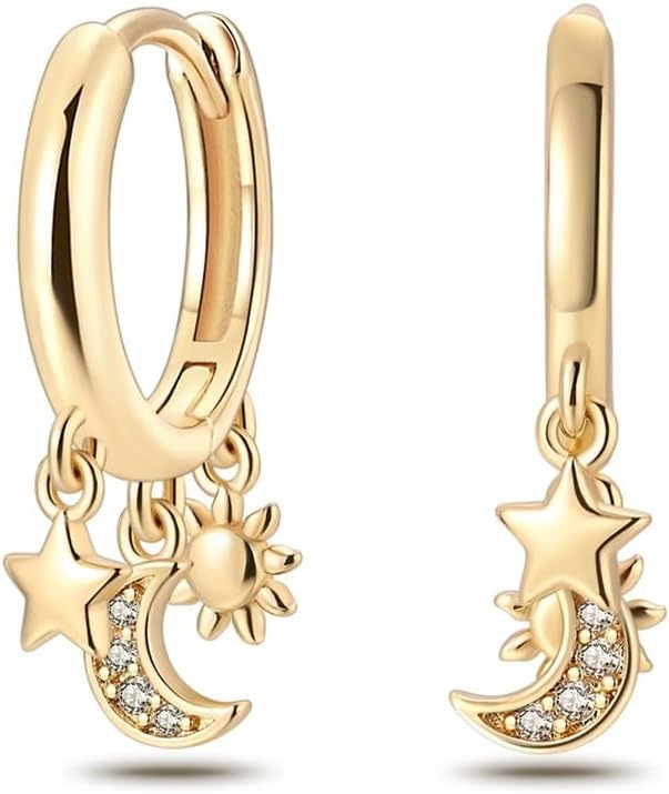 Thumbnail 6 de KUNSIR 925 Sterling Silver U Shaped Hoop Earrings with Colourful Cubic Zirconia