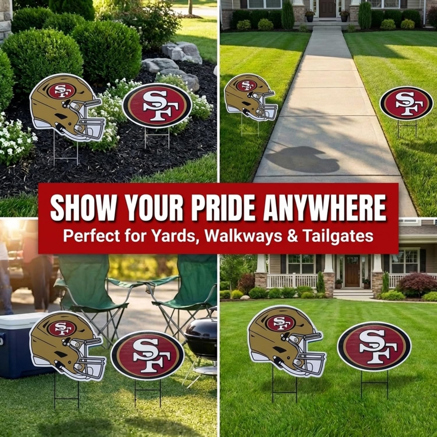 Detalle de Proformance Home NFL Logo & Helmet 2-Pack Yard Sign Set (San Francisco 49ers)