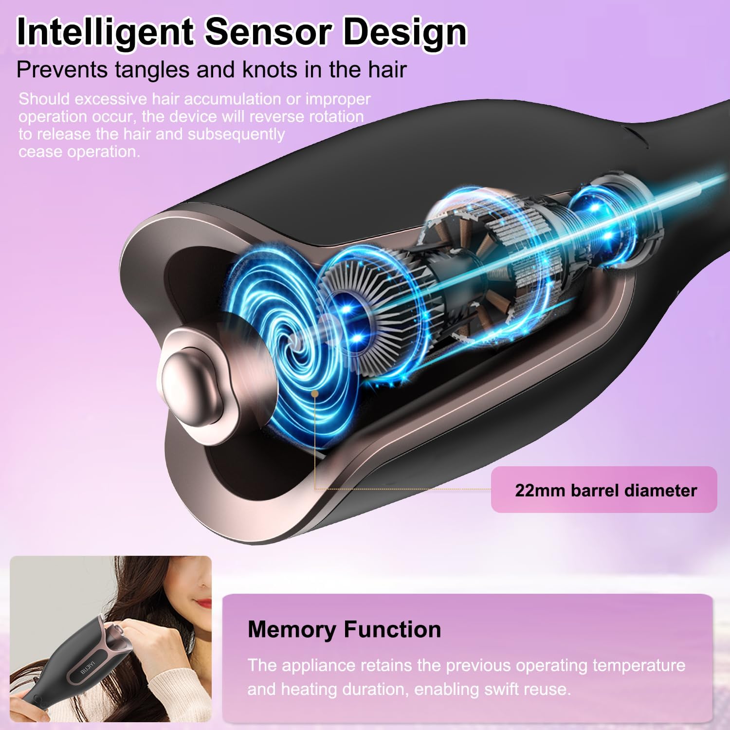 Detalle 1 de BUJIYI curling wand, 4 heat settings