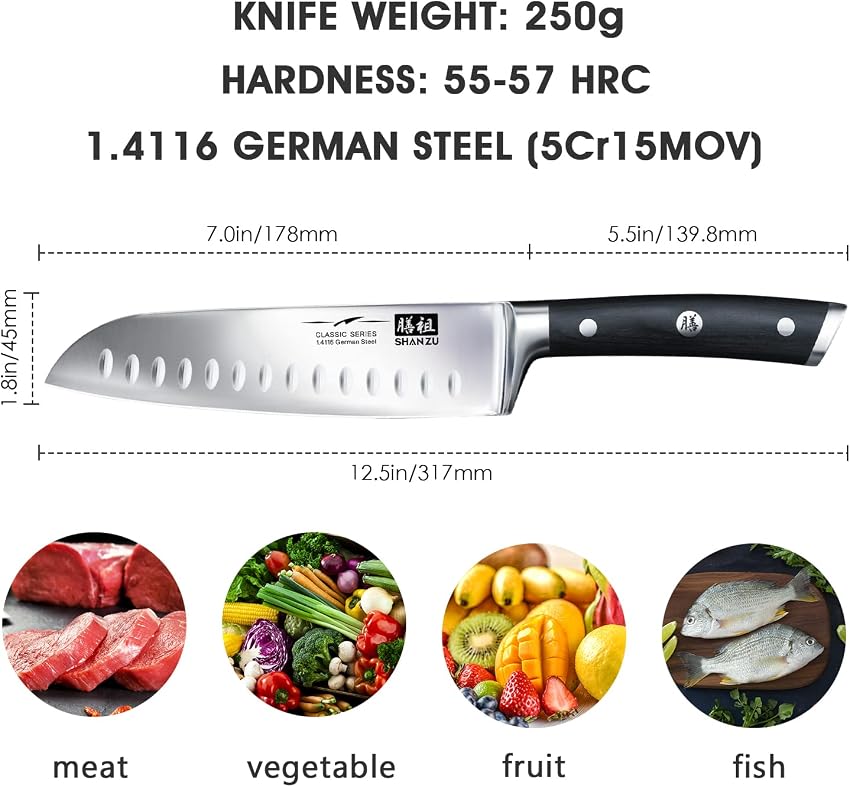 Detalle de SHAN ZU Cuchillo Santoku 18 cm, Santoku