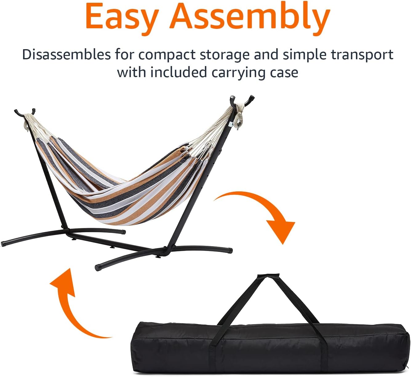 Thumbnail 6 de Amazon Basics fabric hammock with stand (multi colour) – with compact steel support