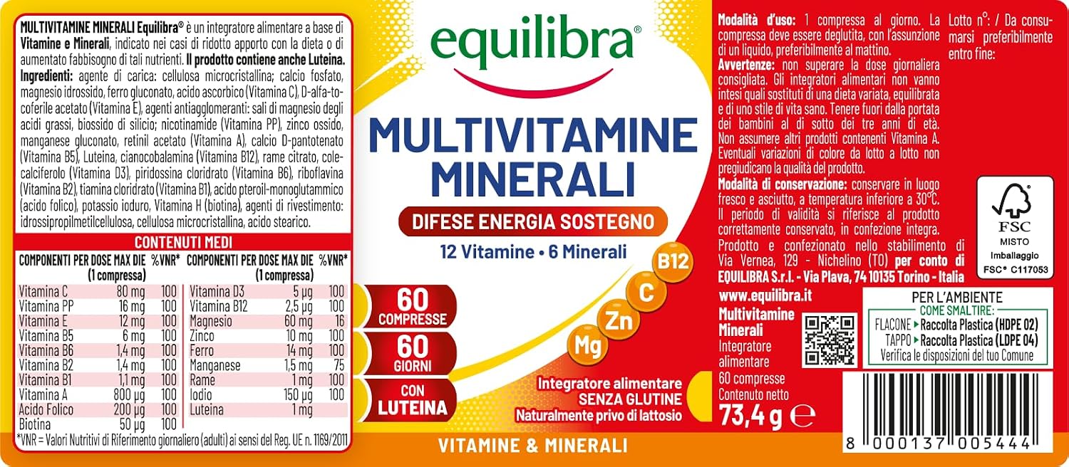 Thumbnail 4 de Equilibra Multivitamine e Minerali 60 compresse 💊