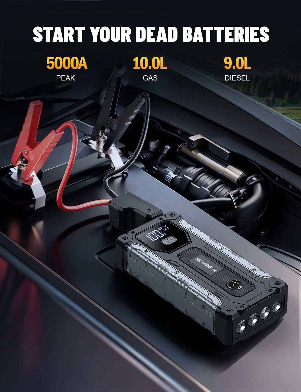 Detalle 2 de SHARMEAL 5000A 12V car jump starter