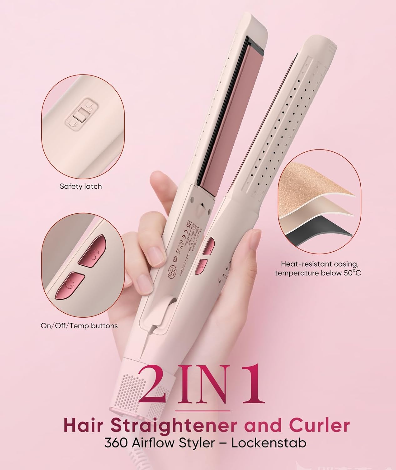Thumbnail 2 de 2 in 1 Glätteisen Locken und Glätten 220°C